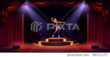 Beautiful ballerina dancing alone on stage 96511173