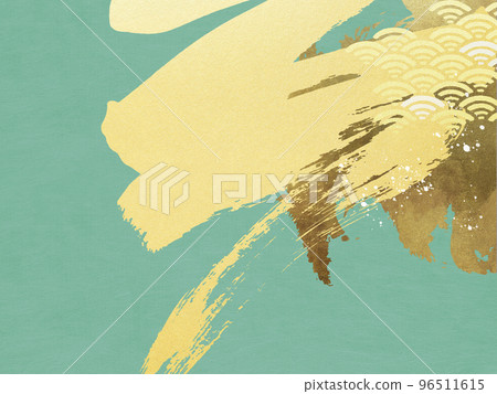 金葉和綠色日式背景 金葉和綠色日式背景 96511615