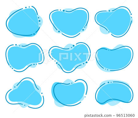 Vector varied abstract shapes. Colorful backgrounds, frames for advertising text. Modern design of business cards, idea of backdrop for flyer or brochure, invitations, gift card 96513060