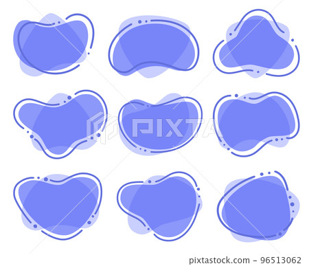 Vector varied abstract shapes. Colorful backgrounds, frames for advertising text. Modern design of business cards, idea of backdrop for flyer or brochure, invitations, gift cards. 96513062