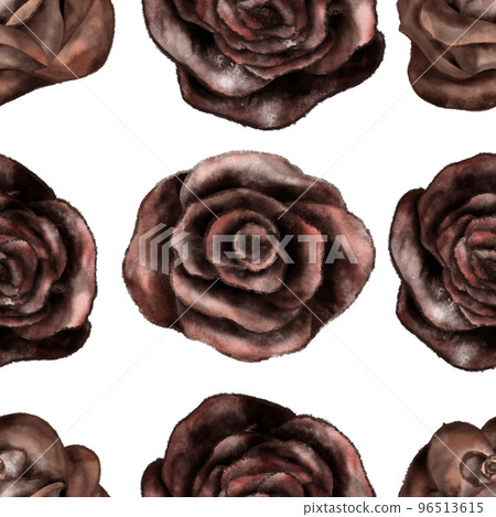 Halloween. Seamless pattern with black roses . Watercolor illustration 96513615