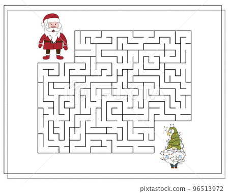A puzzle game for kids, go through the maze. Cartoon Santa 96513972