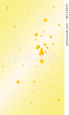 Chinese yuan coins falling. Scattered gold CNY coins. China money. Global financial crisis concept. Vector illustration. 96514043