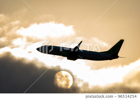 Sunset and Airplane Sunset and Airplane 96514254