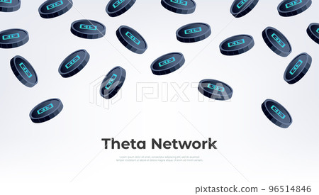 Theta Network (THETA) coin falling from the sky. THETA cryptocurrency concept banner background. 96514846
