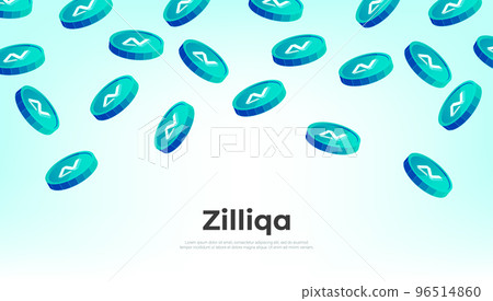 Zilliqa (ZIL) coin falling from the sky. ZIL cryptocurrency concept banner background. 96514860