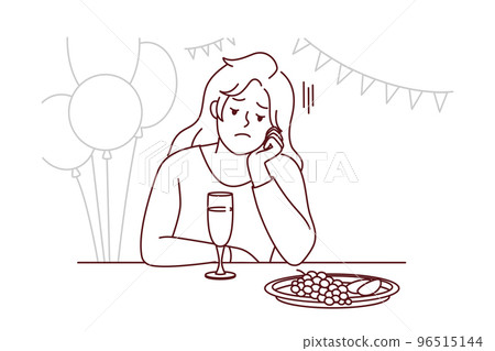 Bored girl feel lonely at party 96515144