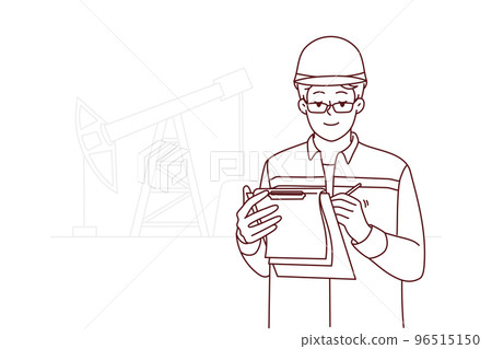 Male engineer take notes at construction site 96515150