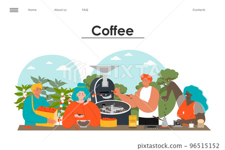 Coffee production farm vector landing page mockup Coffee production farm vector landing page mockup 96515152