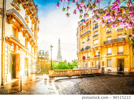 eiffel tour and Paris street 96515222