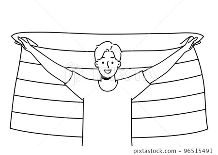 Smiling man with LGBT flag 96515491