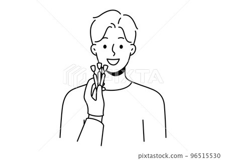 Dentist hand with veneers near client teeth Dentist hand with veneers near client teeth 96515530