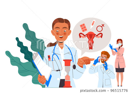 Medical Examination with Man and Woman Practitioner Examining Patient Vector Illustration Medical Examination with Man and Woman Practitioner Examining Patient Vector Illustration 96515776