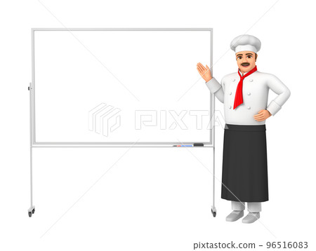 A male chef is explaining on a panel. 96516083