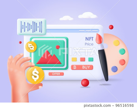 Nft creation, nonfungible token buying up vector Nft creation, nonfungible token buying up vector 96516598
