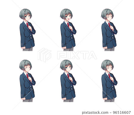 Illustration of an anime-style boy character (facial expression difference set) 96516607