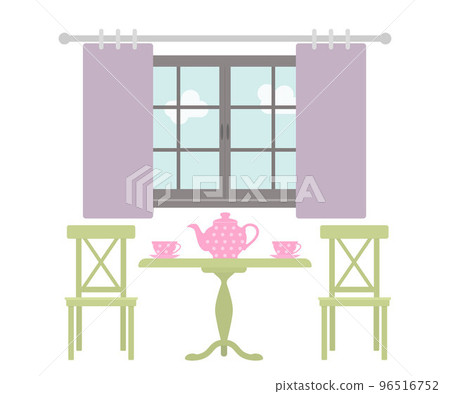 In Provence style, two chairs and table against background of window 96516752