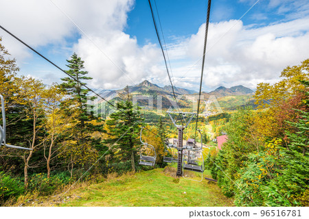 《Nagano Prefecture》Autumn Shiga Kogen Scenery of autumn leaves from Yokoteyama lift 《Nagano Prefecture》Autumn Shiga Kogen Scenery of autumn leaves from Yokoteyama lift 96516781