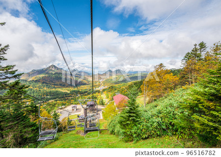 《Nagano Prefecture》Autumn Shiga Kogen Scenery of autumn leaves from Yokoteyama lift 《Nagano Prefecture》Autumn Shiga Kogen Scenery of autumn leaves from Yokoteyama lift 96516782