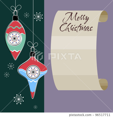 Vintage Merry Christmas greeting card, old paper scroll, background Vintage Merry Christmas greeting card, old paper scroll, background 96517711