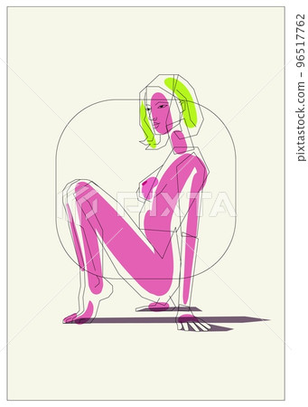 Contemporary art minimalist nude woman portrait, vector quality Contemporary art minimalist nude woman portrait, vector quality 96517762