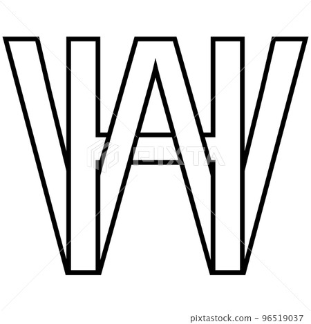 Logo sign hw wh icon nft interlaced letters w h 96519037