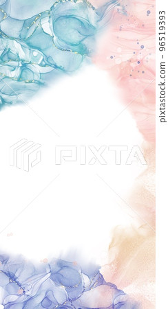 Fantastic abstract vertical background template of alcohol ink art. colorful marble and golden glitter 96519393