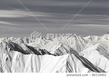 Black and white winter snowy high mountains Black and white winter snowy high mountains 96519902