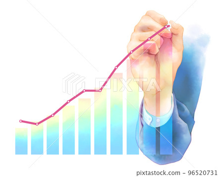 Business image-Men writing growing graphs (no background) 96520731