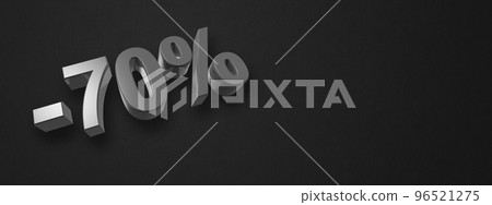 70% off discount offer. 3D illustration isolated on black. Horizontal banner 70% off discount offer. 3D illustration isolated on black. Horizontal banner 96521275