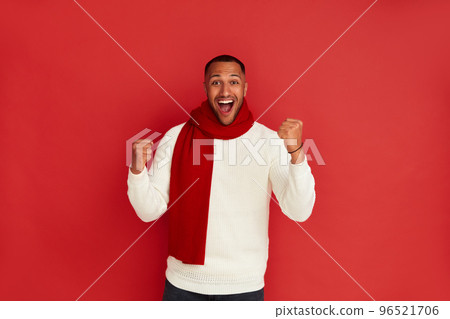 Winner Man Rejoicing Studio. Extremely Happy Multiracial Guy Gesturing Yes Winner Man Rejoicing Studio. Extremely Happy Multiracial Guy Gesturing Yes 96521706