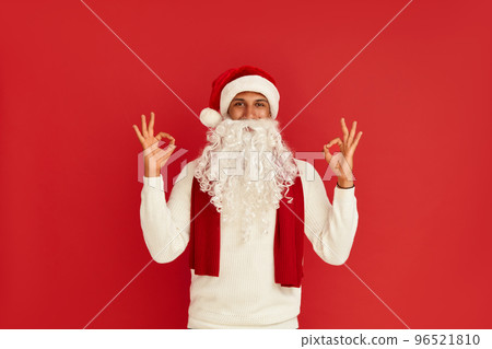 Smiling Man Showing Ok Gesture. Satisfied Guy Making Ok Symbol Smiling Man Showing Ok Gesture. Satisfied Guy Making Ok Symbol 96521810