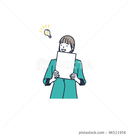 Illustration material of a young woman who had an idea Illustration material of a young woman who had an idea 96521956
