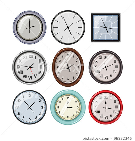 wall clock set cartoon vector illustration 96522346