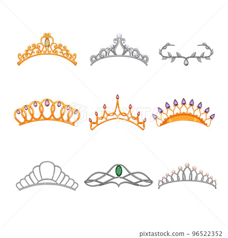 tiara crown set cartoon vector illustration 96522352