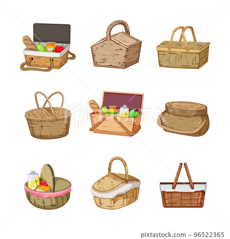picnic basket set cartoon vector illustration 96522365