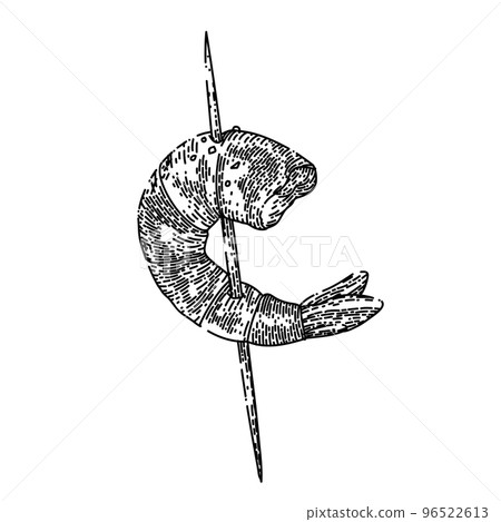 shrimp fried sketch hand drawn vector 96522613