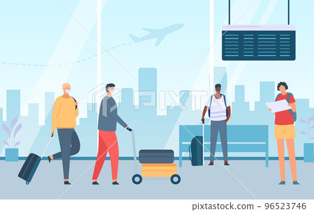 People airport boarding and waiting to flight at terminal 96523746