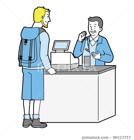 A salesclerk who handles sales of products for foreigners inbound There is a line 96523757