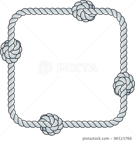 Square rope frame isolated on white background. Twisted cord. Square rope frame isolated on white background. Twisted cord. 96523766