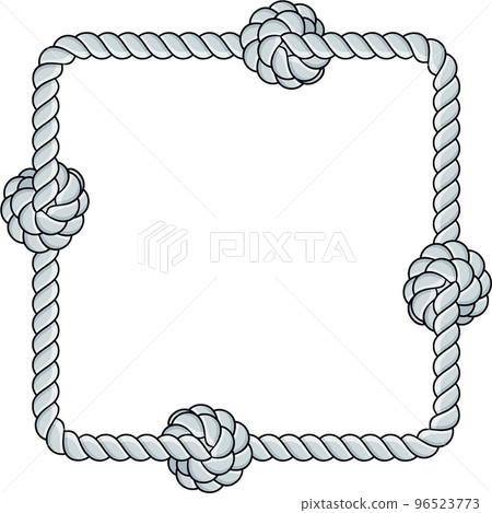 Square rope frame isolated on white background. Twisted cord. 96523773