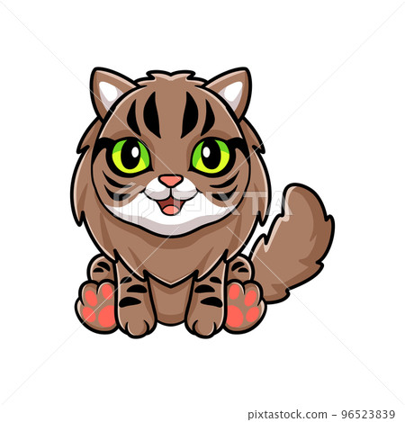 Cute siberian cat cartoon sitting 96523839