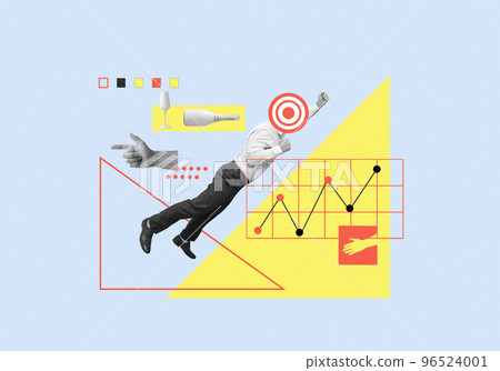 Creative concept modern collage about achieving the goal of directions Creative concept modern collage about achieving the goal of directions 96524001