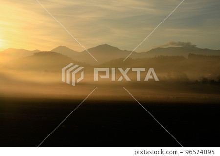 [Biei Town, Hokkaido] Morning sun and morning mist 96524095