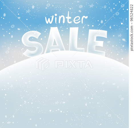 Winter Christmas sale text snowdrift and snowfall 96524822