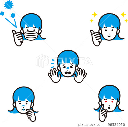 Sick woman illustration material set Sick woman illustration material set 96524950