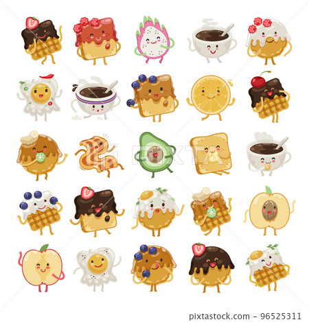 Breakfast Time Emoji Big Set 96525311