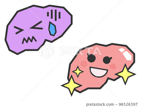 一個健康的胰腺和一個生病和不健康的胰腺的插圖 96526397