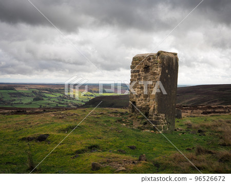 Ruins of Sheriffs Pit winding house Rosedale Ironstone Railway, North York Moors 96526672
