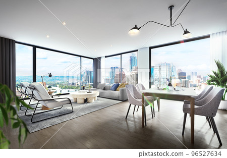 apartment interior perspective 96527634
